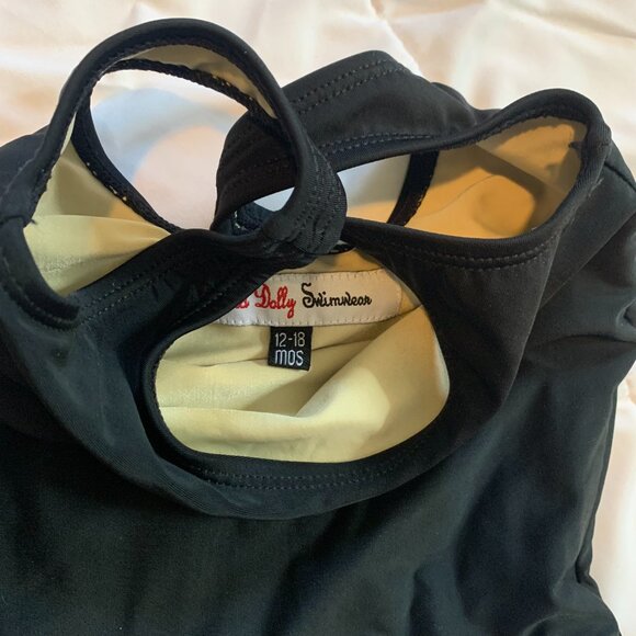 Chic Mommy & Me Matching Black One-Piece Swimsuit Set Red Dolly Swimwear L/9-12 - Picture 2 of 4